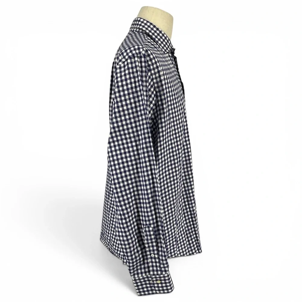 Polo Ralph Lauren Mens‎ XL Gingham Button Down Shirt Navy White Cotton Long Slv
